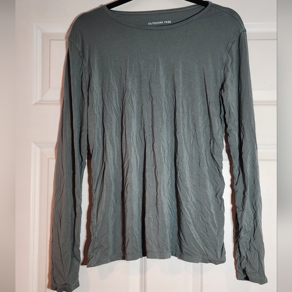 Outdoors Tribe Green Bamboo Viscose Spandex Blend Long Sleeve Crew L - Picture 1 of 6